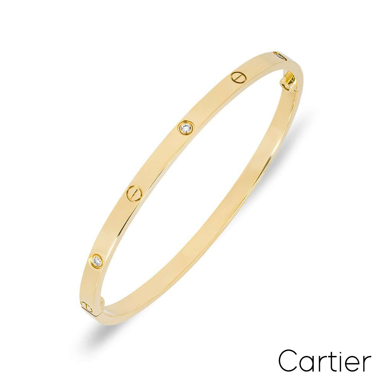 Cartier Yellow Gold Half Diamond SM Love Bracelet Size 19 B6047219 Cartier Yellow Gold Half Diamond SM Love Bracelet Size 19 B6047219